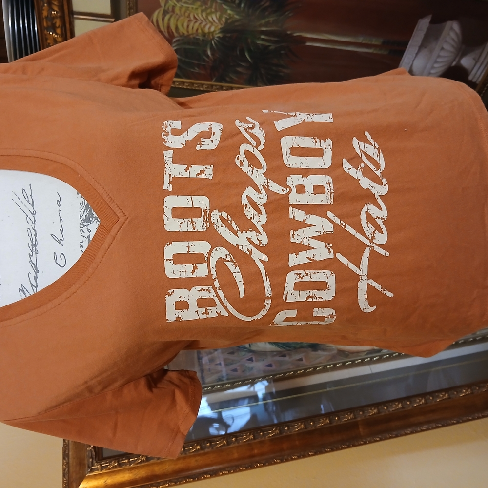 Orange Graphic V-Neck T-Shirt